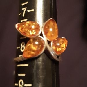 HUGE PRICE DROP!! 4 Leaf Amber Sterling Silver Ring